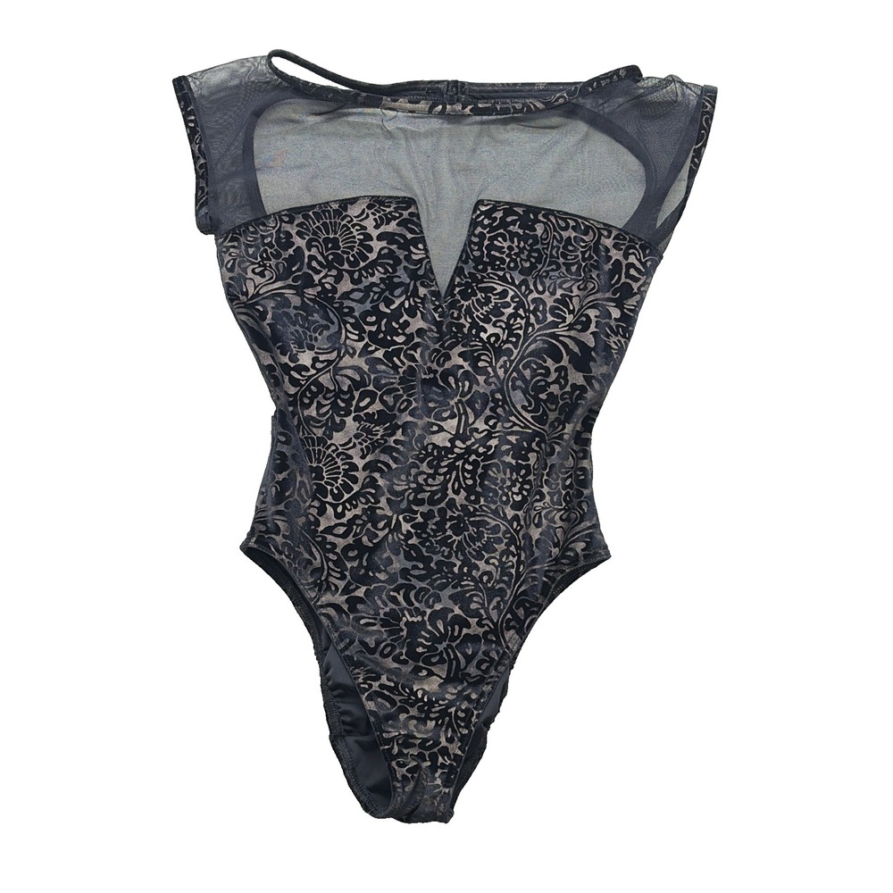 Capezio damask Dance Leotard mesh yoke Velvet/shear - Floral Velvet Leotard